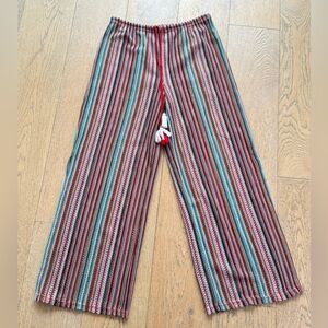 Aruba blue striped multicolor summer beach crochet wide leg pants